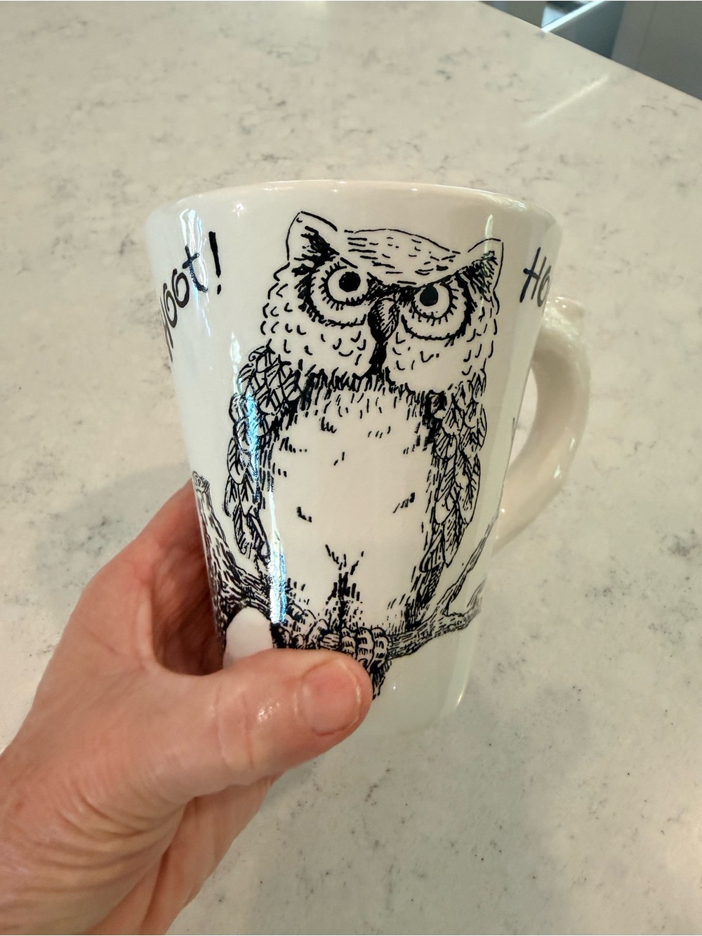 White Owl Print Ceramic Coffee Mug